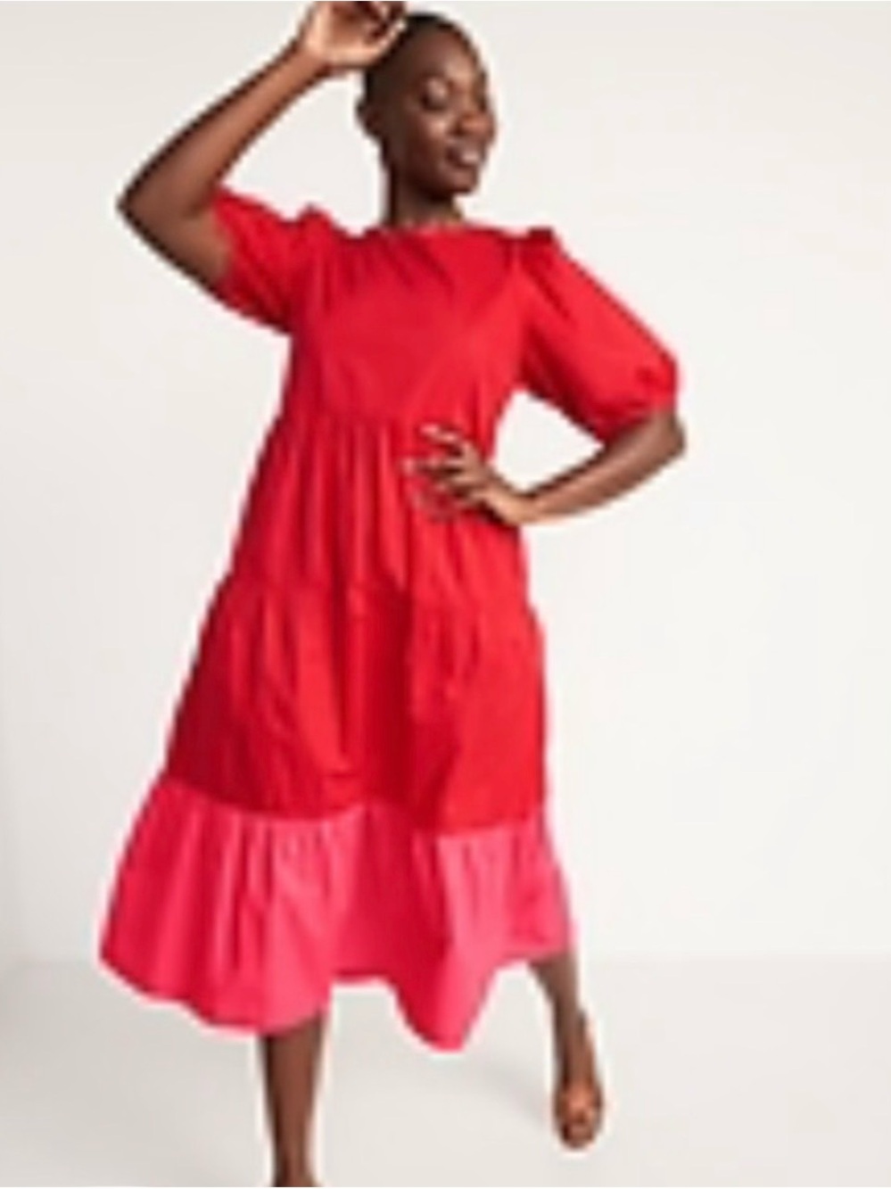 Old Navy colorblock Red & Pink Midi Dress